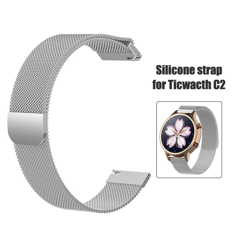 Dây đồng hồ chất liệu kim loại từ tính dài 18cm màu trơn cho Ticwatch C2