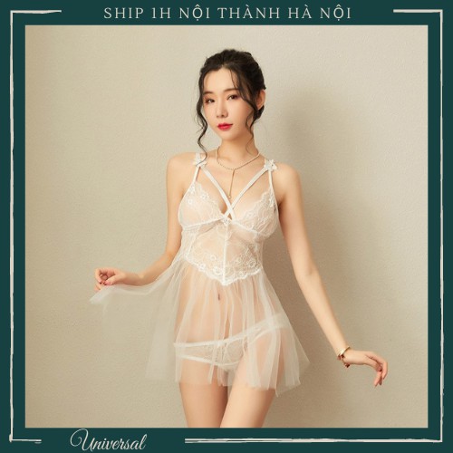 Váy Ngủ Xuyên Thấu Siêu Gợi Cảm - Đầm Ngủ Siêu Mỏng Trong Suốt Kèm Quần Lót Dây Lọt Khe UNIVERSALXXX - DNS42