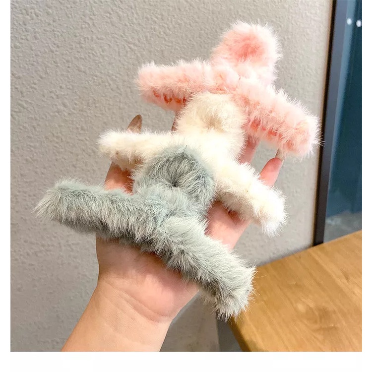 Kẹp tóc càng cua phối lông nhung phong cách Hàn Quốc cho nữ hot trend size lớn (HCM)(freeship extra) KT010