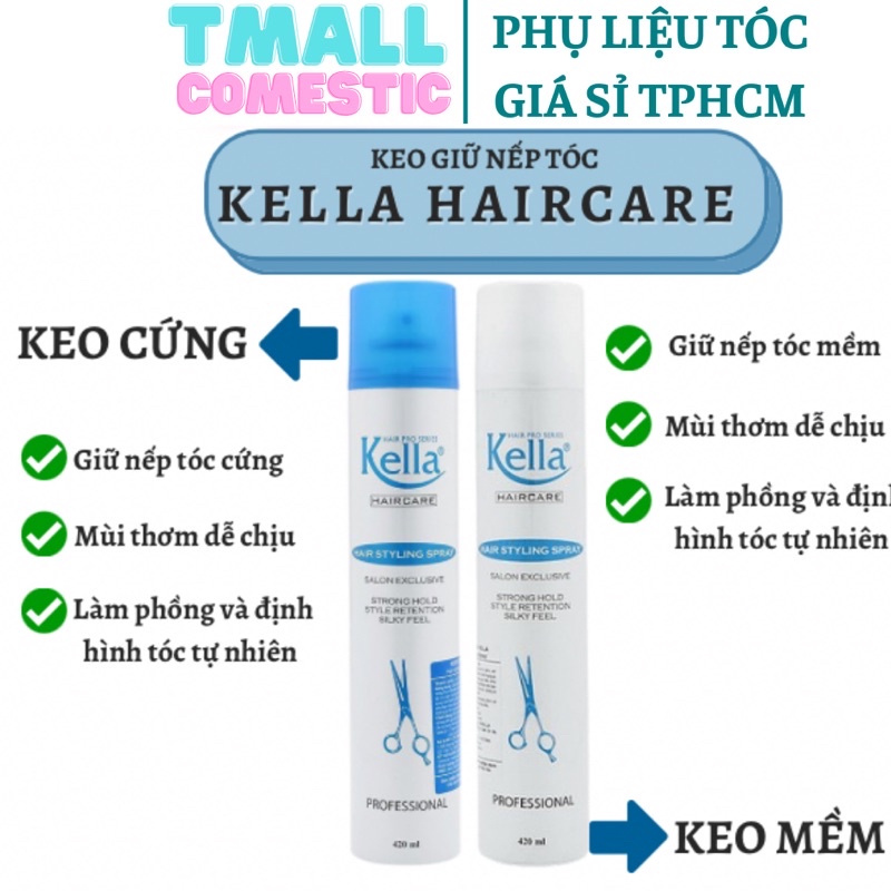 Keo xịt tóc Kella mềm giúp tạo kiểu và giữ nếp 420ml