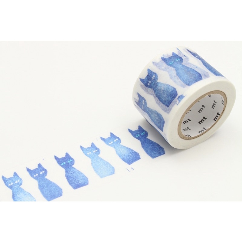 (Chiết theo chu kỳ) Băng dính washi tape mèo xanh