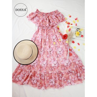 Đầm maxi trễ vai hoa Donna