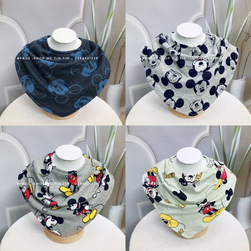 yếm cổ 2 lớp cotton cho bé [Mickey size 0-1,5y]