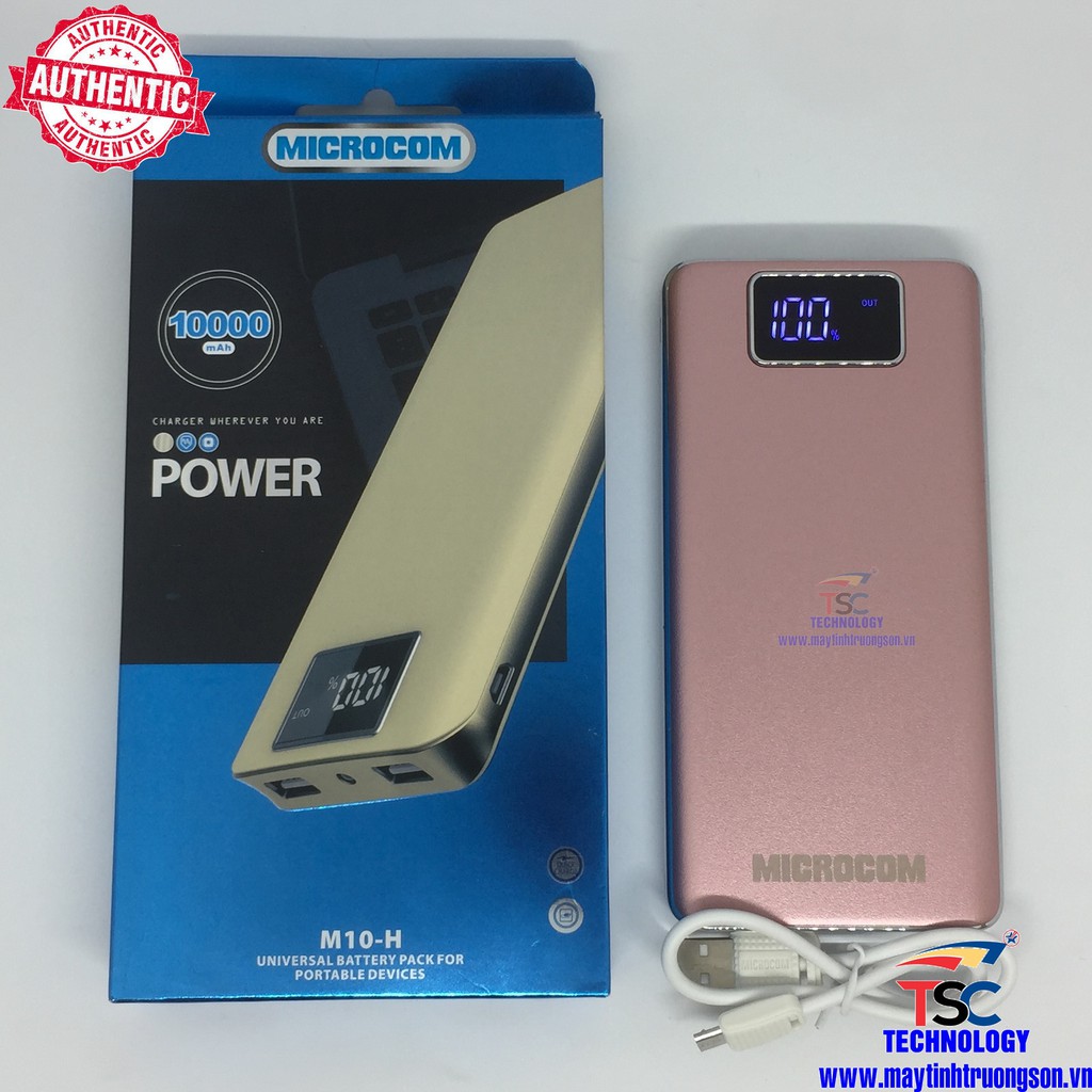 Pin Sạc Dự Phòng Microcom M10-H 10000mAh Có LCD Led Hiển Thị % Pin Chính Hãng - Maytinhtruongson.vn