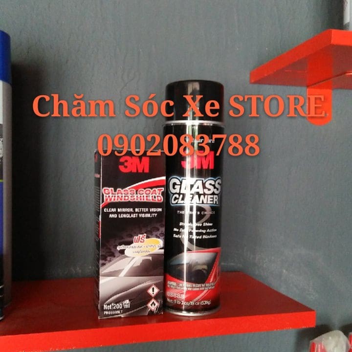 COMBO 3M- NƯỚC RỬA KÍNH Ô TÔ 3M- Glass Cleaner- CHẤT CHỐNG BÁM NƯỚC CHO KÍNH Ô TÔ 3M- GLASS COAT WINDSHIELD