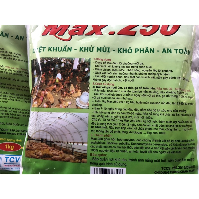 Men rác chuồng trại chăn nuôi, diệt khuẩn, khử mùi, khô phân , làm đệm lót sinh h