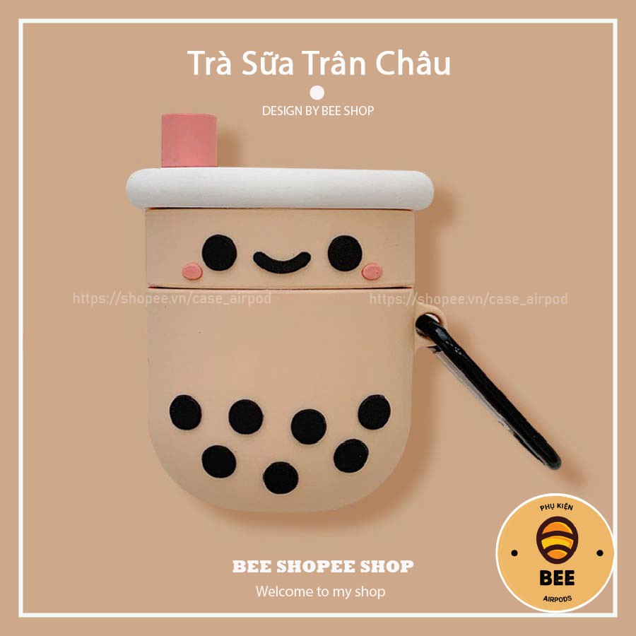 [Freeship - Ảnh Thật] Case Vỏ Bao Airpod 1&amp;2 Trà Sữa Trân Châu Chất Liệu Silicon Dẻo BEE SHOP