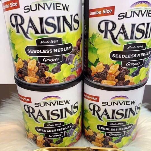 Thùng 12 hộp nho khô Mỹ sunview raisins 425gr  [date 2021]