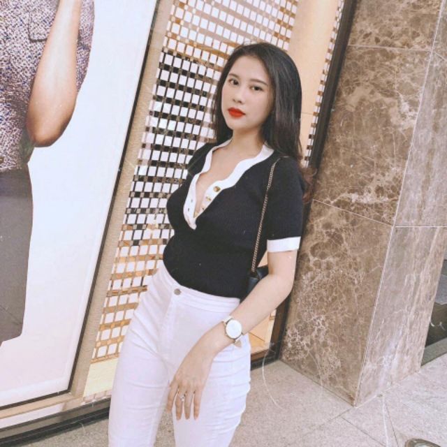 Áo len motoghi khuy viền hàng QC