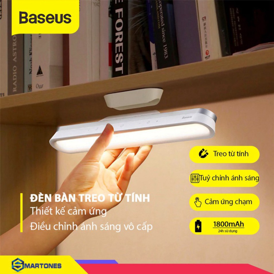 Đèn bàn treo từ tính Baseus pin 1800mAh, độ sáng tuỳ chỉnh vô cấp hỗ trợ học tập , làm việc, treo gương, tủ quần áo..