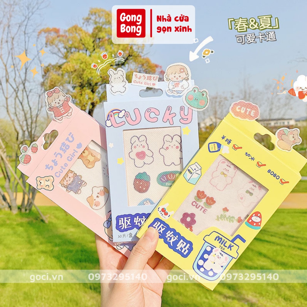 Miếng dán chống muỗi tinh dầu hộp 36 miếng tự nhiên an toàn cho bé thiết kế hoạt hình siêu dễ thương