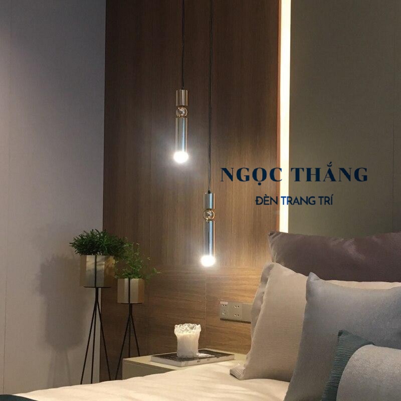 Đèn thả trần hình trụ trang trí phòng khách phòng ngủ bàn ăn quầy bar ánh sáng vàng Led 8W THCN125 Ngọc Thắng