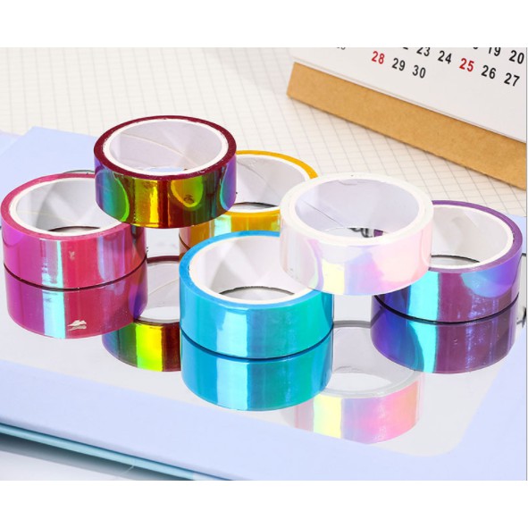 cuộn băng dính giấy hologram washi masking tape bullet journal