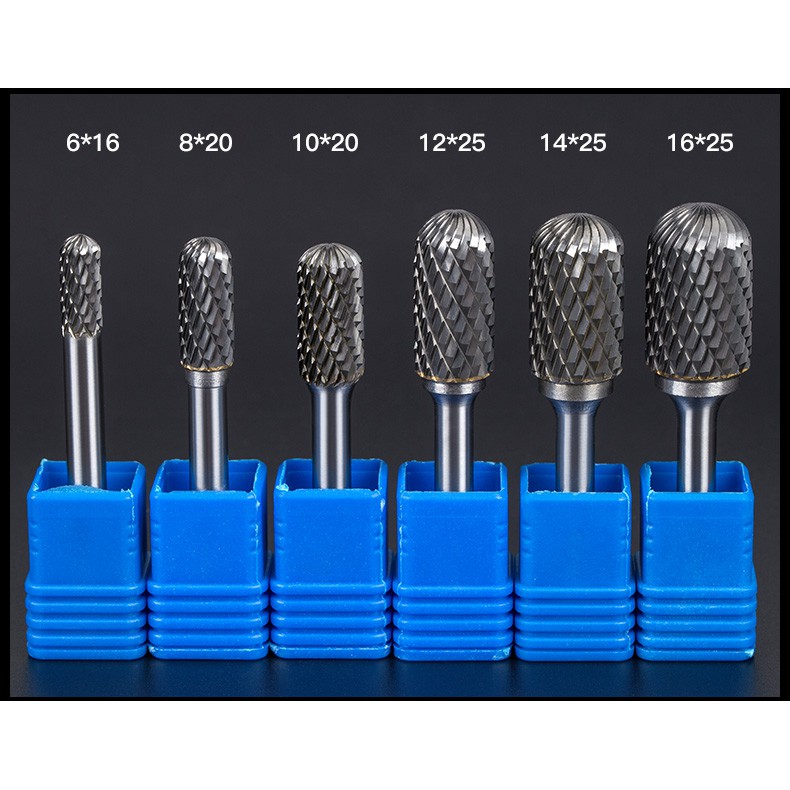 Kiểu Mũi mài hợp kim vonfram chân 6mm Tungsten Carbide Rotary Burrs Milling Cutter Rotary Tool