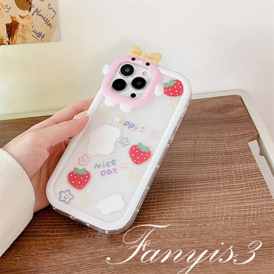 Ốp Điện Thoại Mềm Trong Suốt In Hình Trái Dâu Cho iPhone 14 13 12 11 Pro Max X XR Xs Max 8 7 6 6s Plus SE 2020