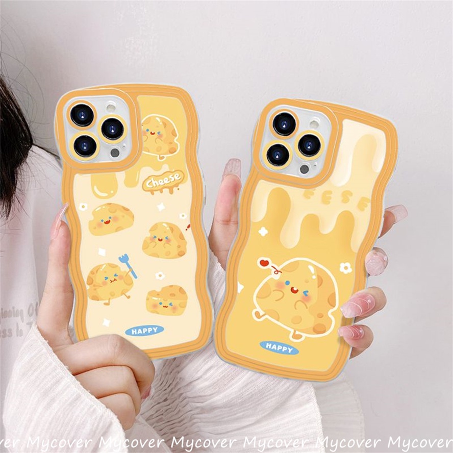 Ốp Điện Thoại Silicon Viền Gợn Sóng Màu Vàng Cho iPhone 14 13 12 11 Pro Max X XR Xs Max 6 7 8 Plus