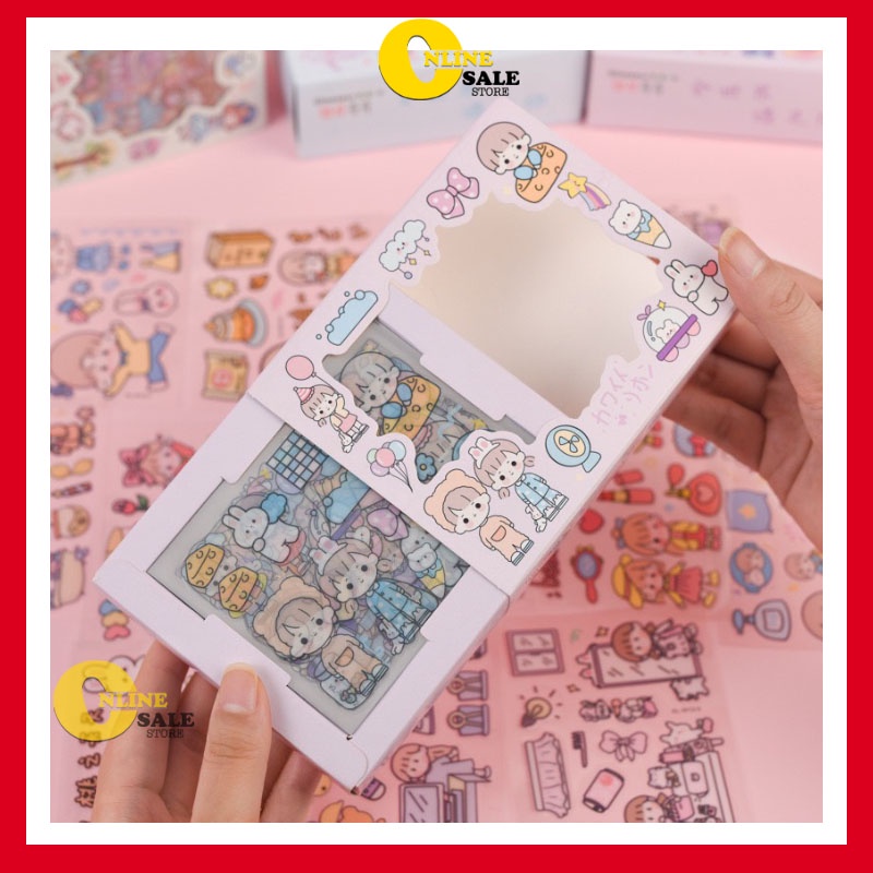 Hộp 10 tấm sticker dễ thương cắt sẵn trang trí sổ, điện thoại, laptop- Quà tặng ý nghĩa cho bạn thân