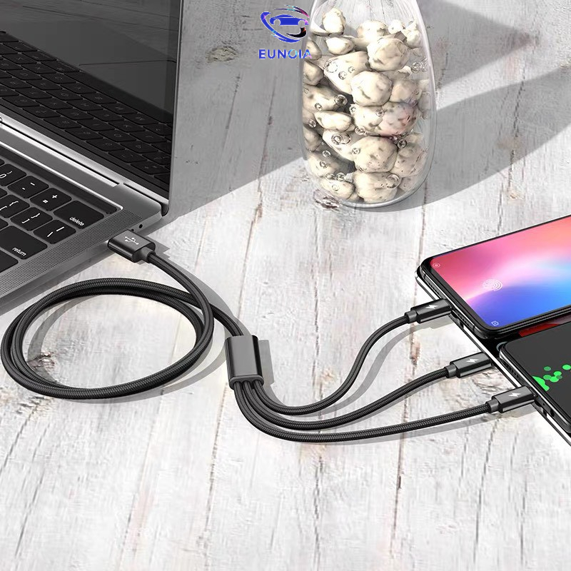 Dây Cáp Sạc Cao Cấp OEM 3 Đầu 3M Bọc Dù Chống Gẫy Gập, Siêu Dài, Tiện Lợi Phù Hợp Mọi Thiết Bị