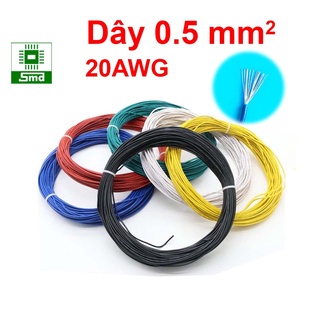 Dây điện nhỏ mềm lõi đồng mạ 0.5 mm2 20AWG sợi nhỏ mềm Các màu đen đỏ trắng xanh. Dây điện nhật chất lượng cao