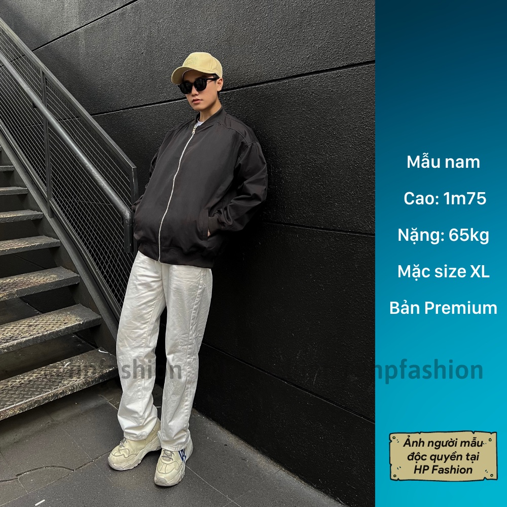 Áo khoác bomber trơn chất kaki bố cao cấp phong cách Hàn Quốc form unisex nam nữ - B02 - Happy Style