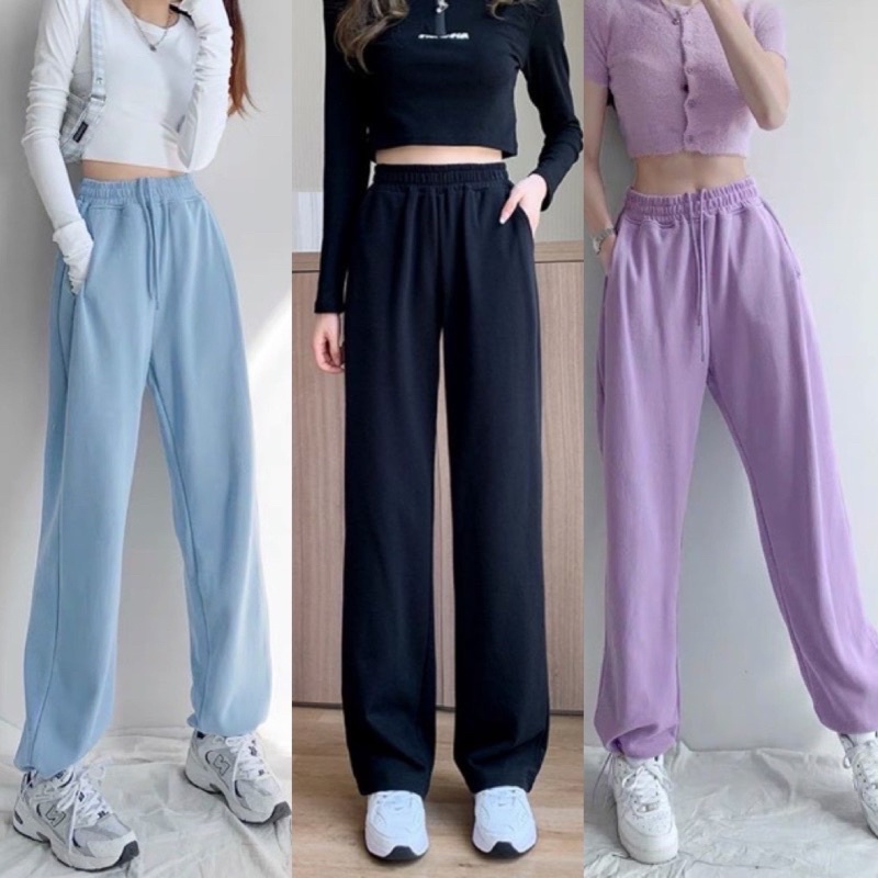 Quần thun mặc 2 kiểu ống rộng & ống rút, form rộng ống suông cho cả nam & nữ