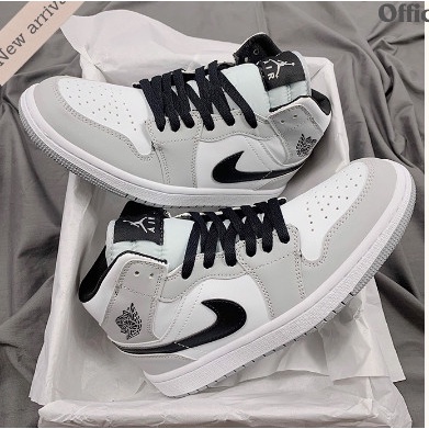 Giày thể thao Jordan 1 xám cao cổ, Giày sneaker Jodan cao cổ xám móc đen smoke grey nam nữ cao cấp