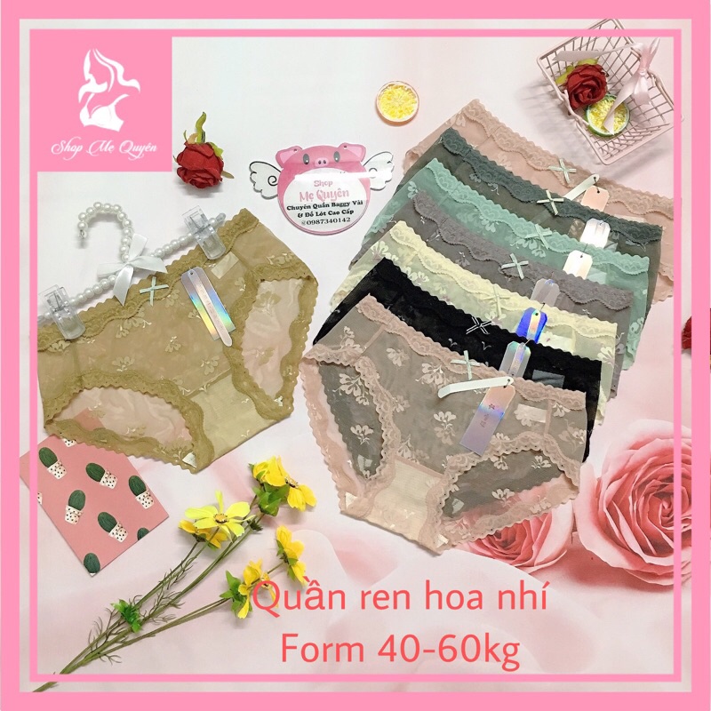 Quần lót ren lưới phối hoa nhí xuyên thấu- cạp bèo cực xinh