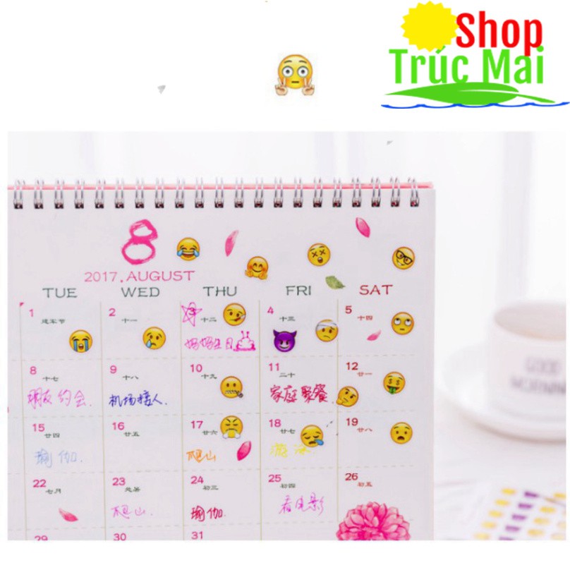 Set 12 Tờ Sticker Emoji Cảm Xúc Trang Trí Sổ Sách Độc Đáo