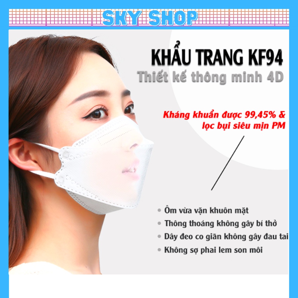 Khẩu trang Y tế KF94 Chống Bụi Mịn, Kháng Khuẩn Hàng Cao Cấp