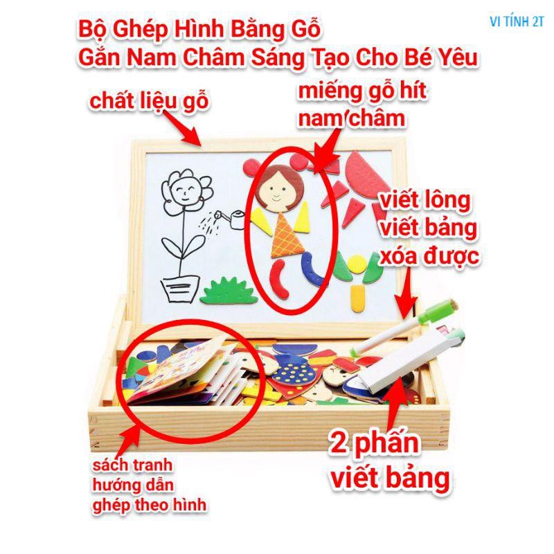 Bộ Ghép Hình Bằng Gỗ Gắn Nam Châm Sáng Tạo Cho Bé Yêu