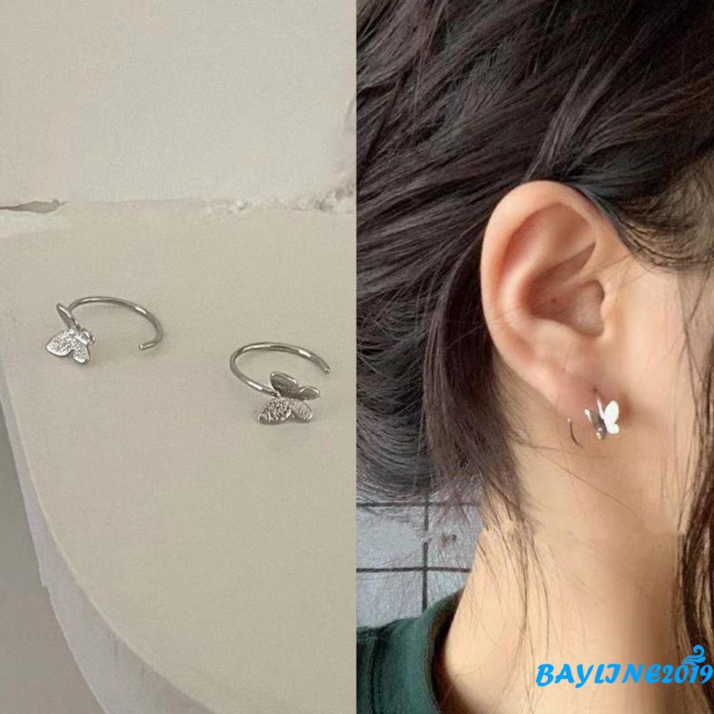 Bông tai kim loại hình bướm màu sắc đơn giản dành cho nữ