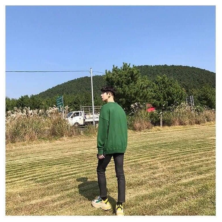 [Kèm hình thật] Sweater nỉ xanh rêu basic unisex