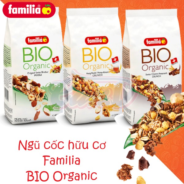 (3 loại) Ngũ cốc hữu cơ Familia BIO Organic Thụy Sĩ