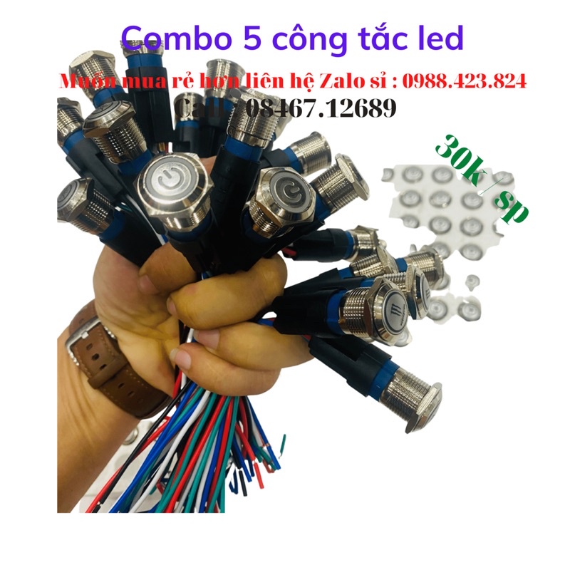 [ Sỉ 30k ] Combo 5 công tắc led logo Honda ; Yamaha ; Monster ; Power chất lượng cao tặng jack kết nối