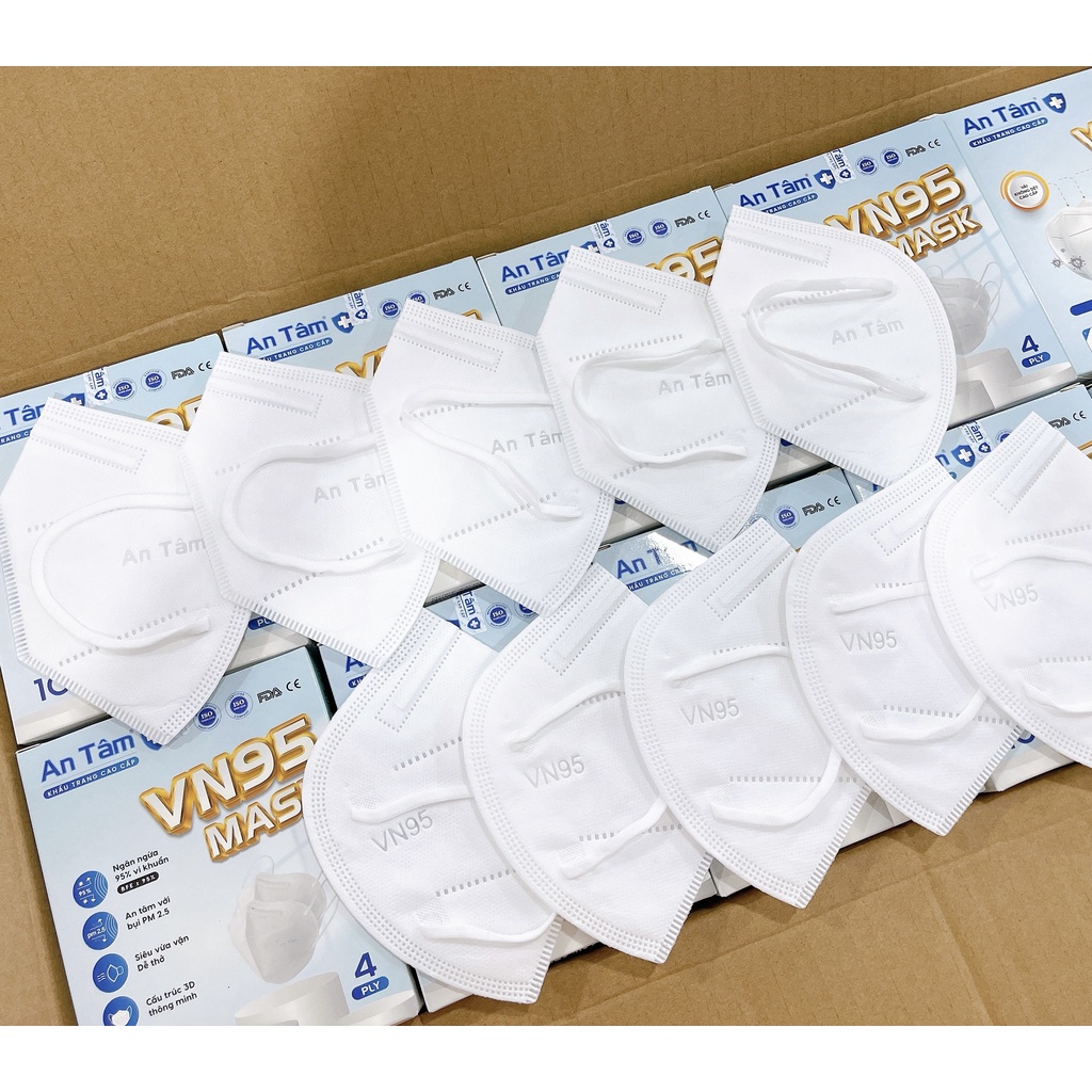 Thùng Khẩu Trang N95 An Tâm 4 Lớp Vải Kháng Khuẩn / 1 Thùng 50 Hộp 500 Cái