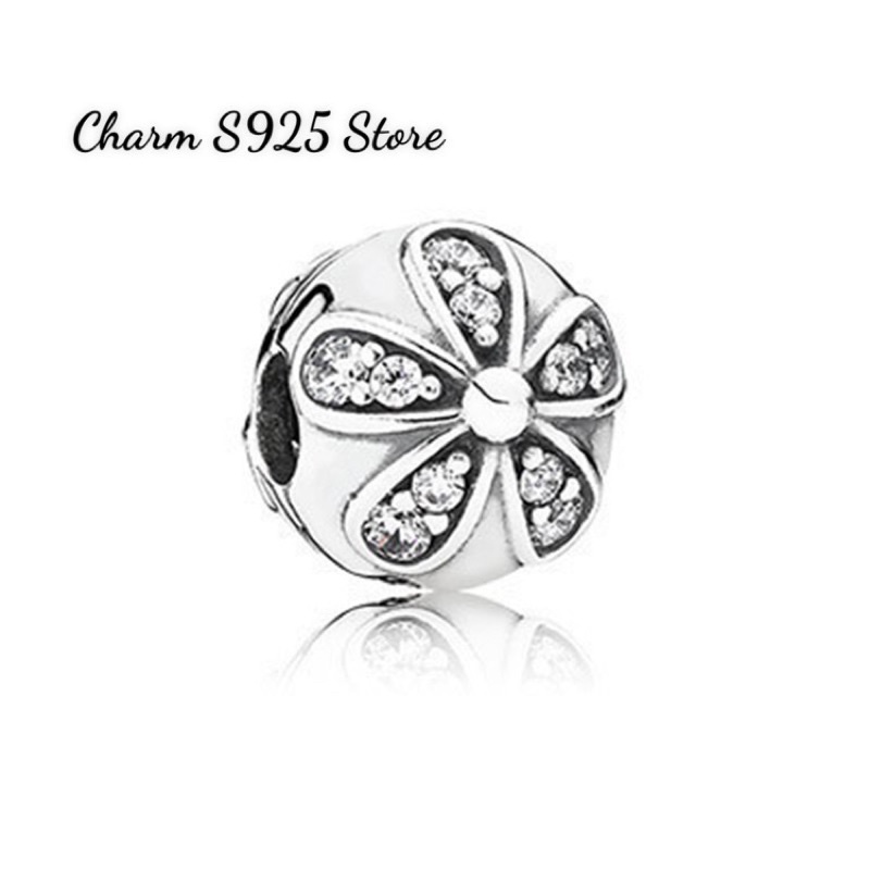 PAN ALE CHARM KHOÁ CHẶN HOA 5 CÁNH ĐÍNH ĐÁ BẠC S925 HÀNG CAO CẤP