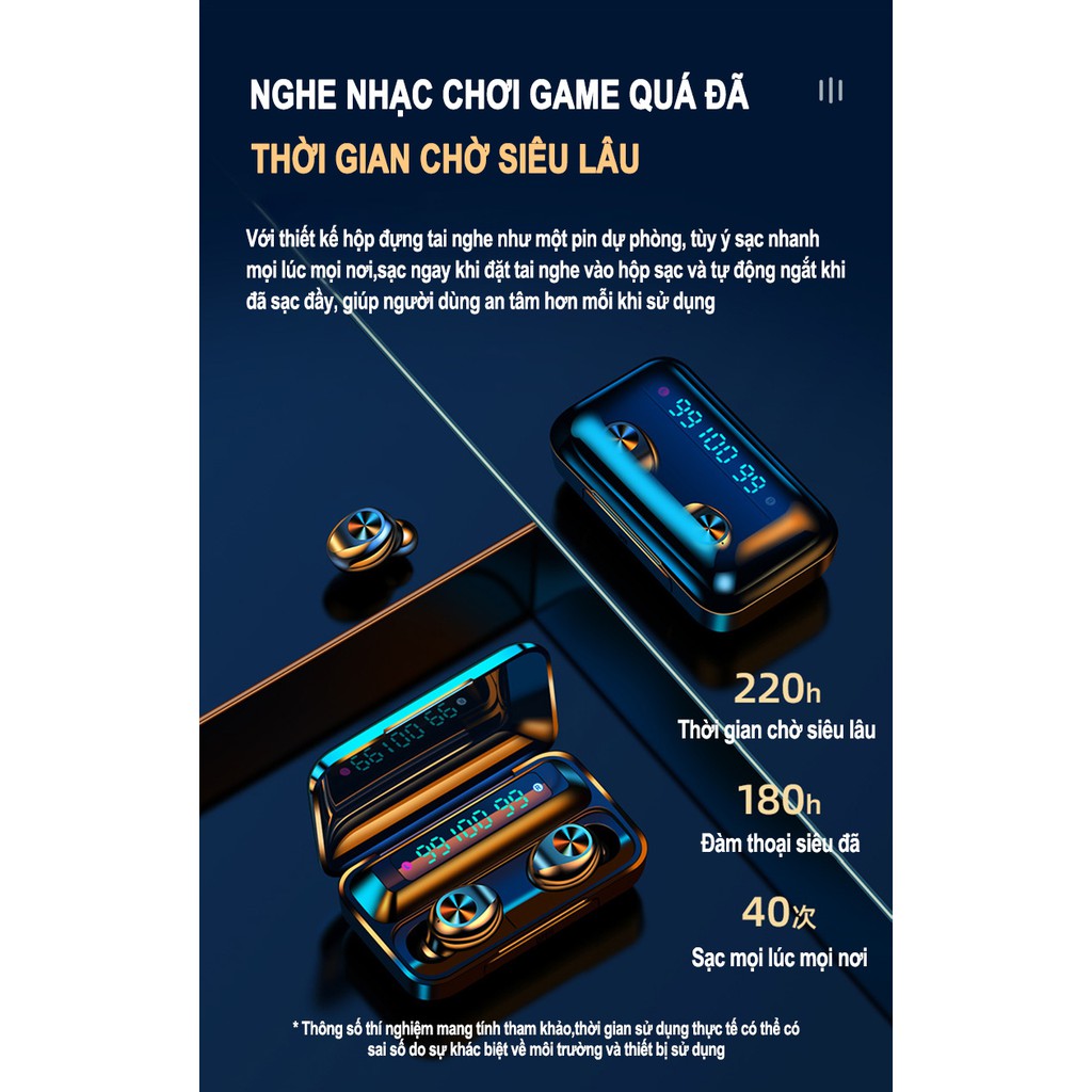 Tai nghe bluetooth F9 10 phiên bản thế hệ 10 âm thanh nghe gọi HD, nút điều kiểm cảm ứng