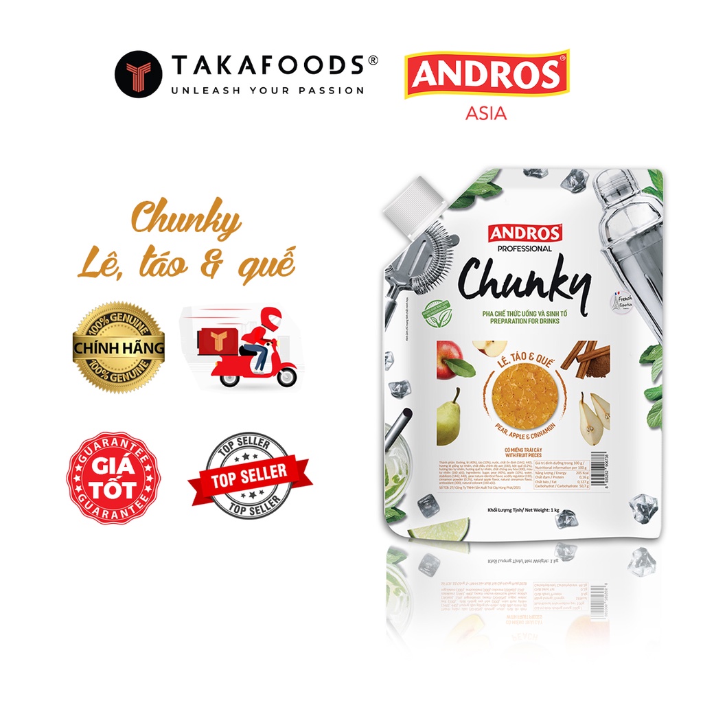 Mứt trái cây Chunky bịch 1 kg Vị Táo Lê Quế