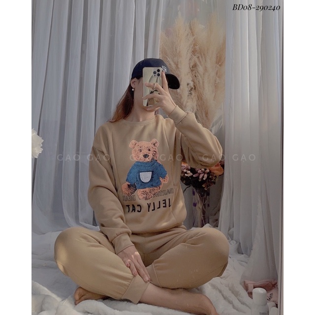 BD08 Bộ Nỉ Gấu 3 Màu Cho Con Ti