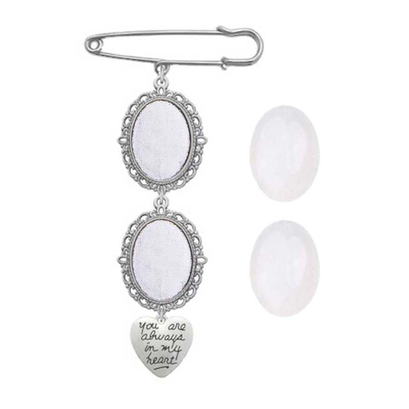 Ghim Cài Áo Hình Bầu Dục Hai Mặt Cho Cô Dâu Chú Rể