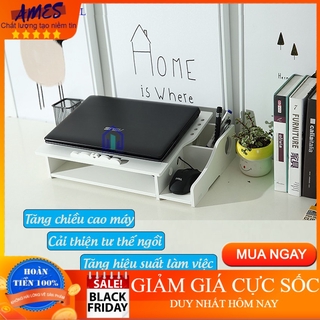 Giá để máy tính laptop bằng gỗ để bàn [ĐẾ TẢN NHIỆT] đẹp đa năng thông minh - AMES SHOP