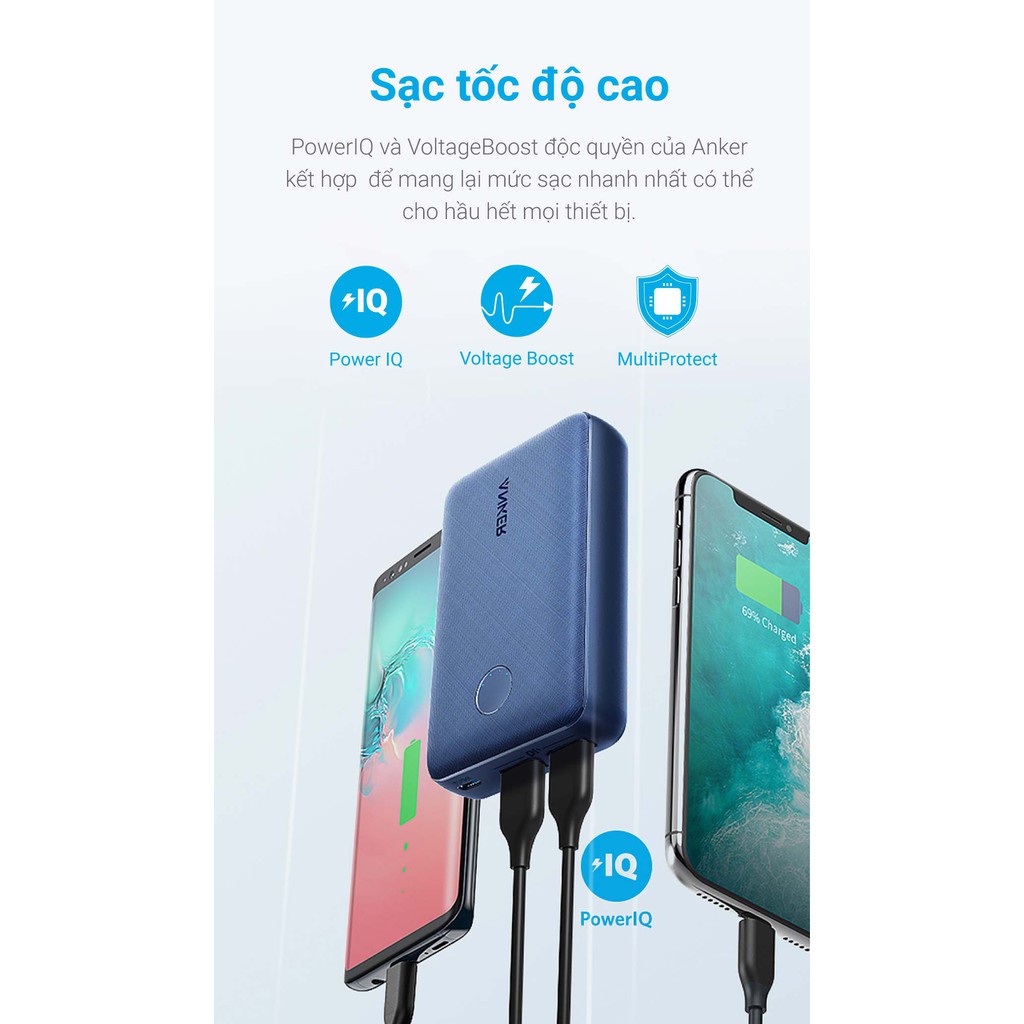 Pin sạc dự phòng ANKER PowerCore Select 10000mAh - A1223 - CỤC SẠC DỰ PHÒNG SẠC NHANH KHÔNG NÓNG MÁY SIÊU AN TOÀN