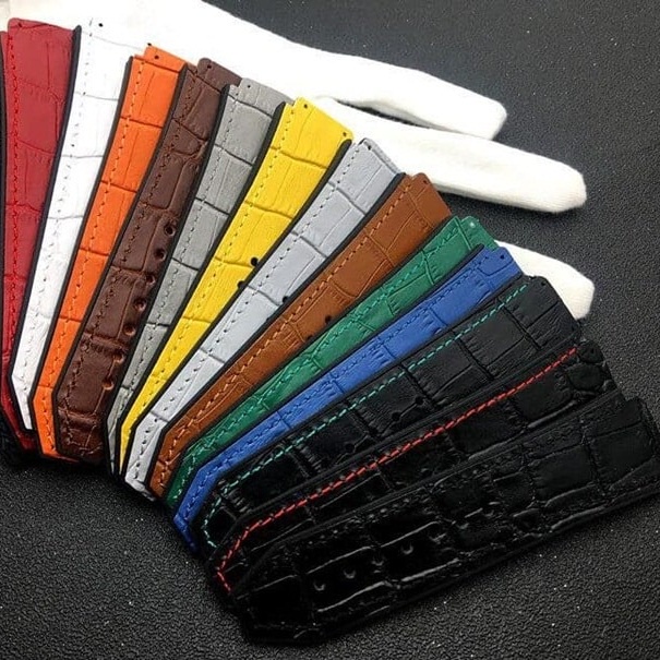 Dây đồng hồ da, Dây đồng hồ hublot, Da cá sấu, Da thật Đệm cao su thiên nhiên êm ái - donghokinhmat168