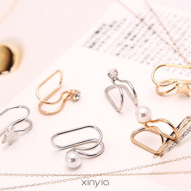 Bông Tai Hình Mặt Trăng Đính Đá Phong Cách Hàn Quốc Cho Nữ