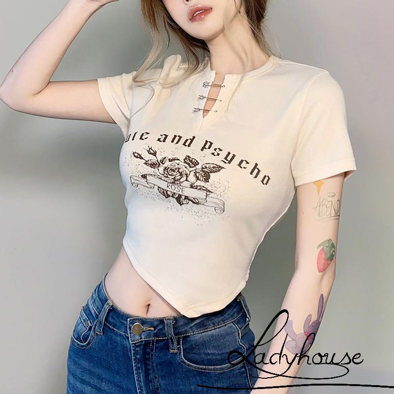 Áo Thun Tay Ngắn In Họa Tiết Phong Cách Cổ Điển Thời Trang Mùa Hè Cho Nữ