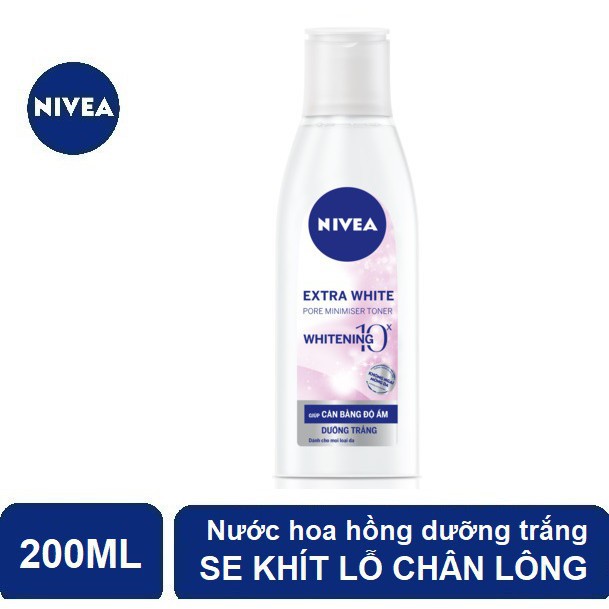 Nước hoa hồng trắng da NIVEA Extra White Pore Minimiser Toner (200ml) se khít lỗ chân lông