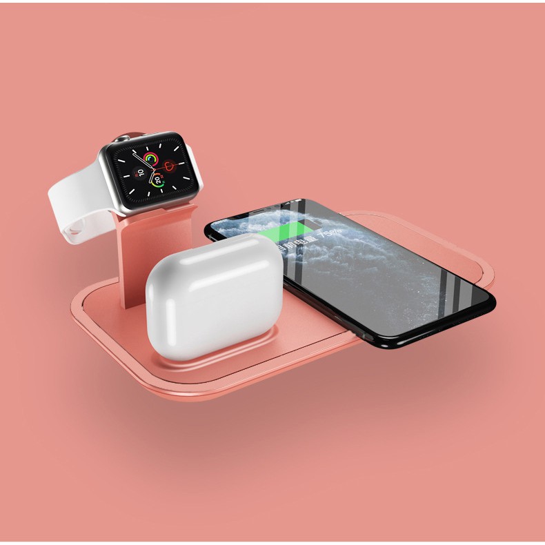Đế Sạc Nhanh Đa Năng 3 in 1 Cho Điện Thoại, Apple Watch, Airpods Cao Cấp