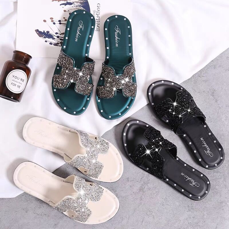 Dép Sandal Đính Đá Thời Trang Mùa Hè Cho Nữ