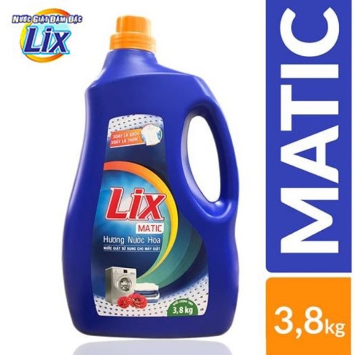 Nước Giặt Lix Matic Xanh Hương Nước Hoa Chuyên Dùng Cho Giặt Máy Cửa Trước chai 3,6kg