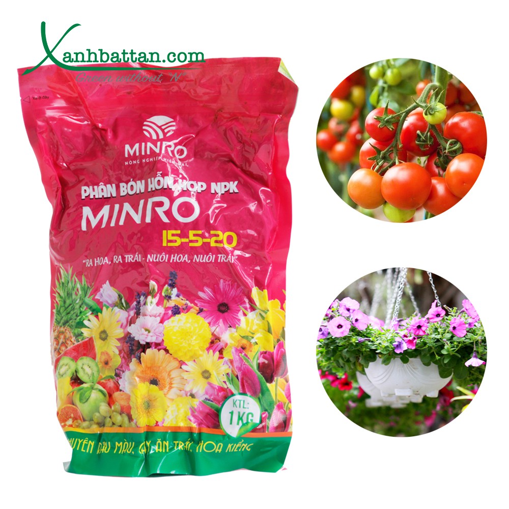 Phân bón NPK Kích thích ra hoa và đậu quả MINRO 15-5-20 1 kg